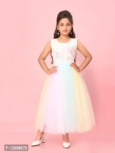 Aarika Girls Multi Colour Nylon Embellished Gown