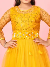 Aarika Girls Yellow Colour Nylon Self Design Gown-thumb4