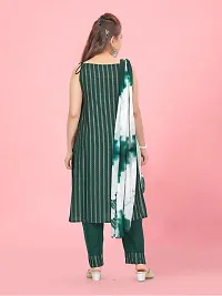 Aarika Girls Green Colour Stripe Rayon Kurti Pant Set-thumb3
