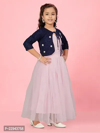 Aarika Girls Pink Colour Net Gown