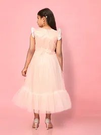 Aarika Girls Peach Colour Net Self Design Gown-thumb1