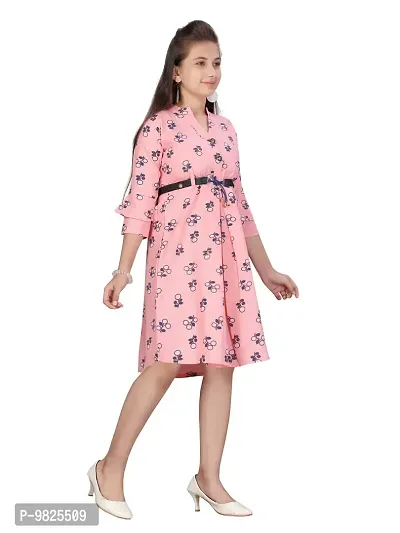 Fabulous Pink Cotton Printed A-Line Dress For Girls-thumb2