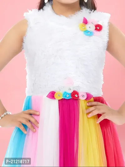 Aarika Girls Multi Colour Net Solid Gown-thumb5