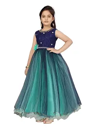 Fabulous Green Polyester Solid A-Line Dress For Girls-thumb2