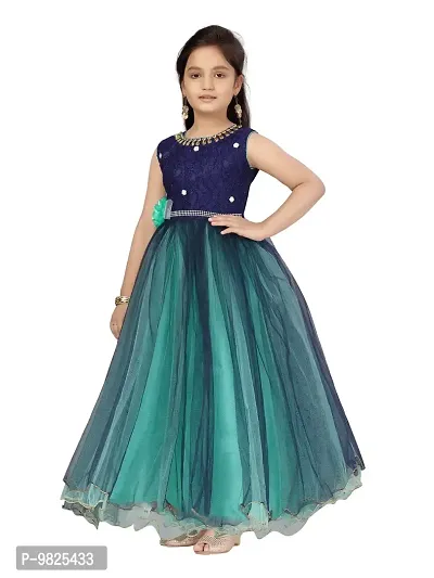 Fabulous Green Polyester Solid A-Line Dress For Girls-thumb3