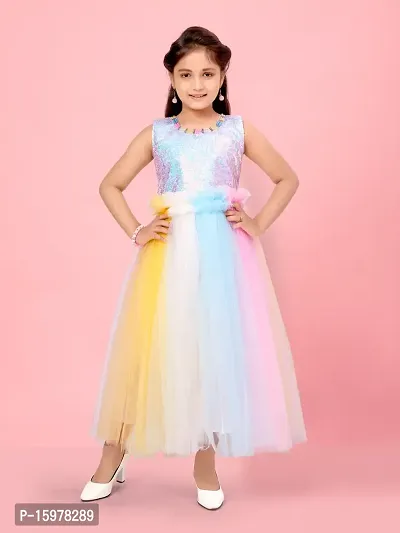 Aarika Girls Multi Color Sequin Gown-thumb0