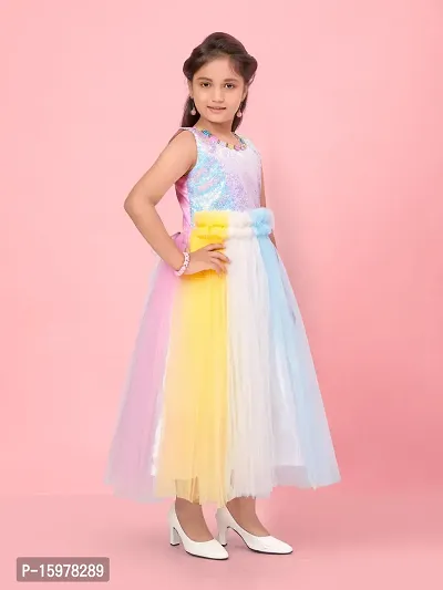 Aarika Girls Multi Color Sequin Gown-thumb2