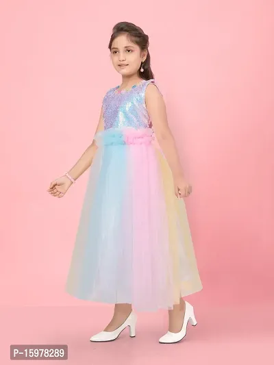 Aarika Girls Multi Color Sequin Gown-thumb3
