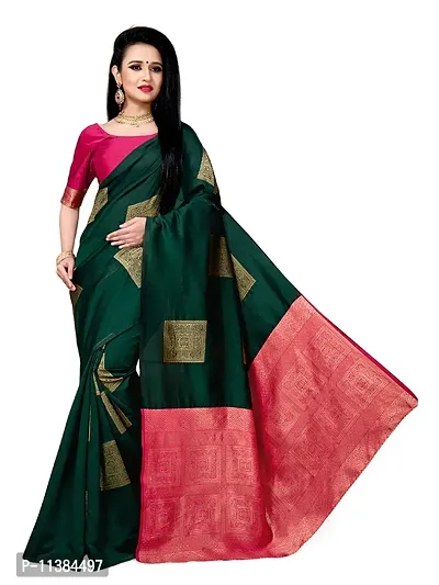Dark Green Jacquard Silk Designer Saree-thumb0