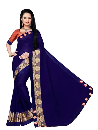 Vichitra Silk Embroidered Designer Saree