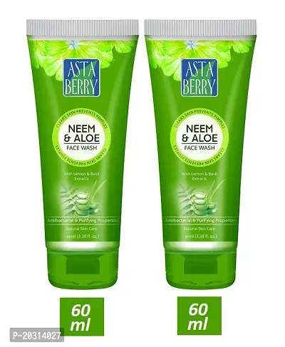 Neem And Aloe Deep Cleansing Face Wash | Enriched With Neem, Aloe Vera And Tulsi | Oil Control | Paraben-Free | Ph Balanced (Pack Of 2 (100Ml X2)-thumb0