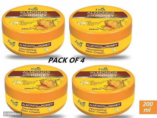 Yash Herbal Almond With Honey Deep Moisturising Skin Cream 200 Ml (Pack of 4)