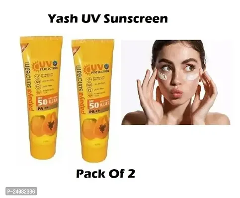 Yash UV Protection SPF 50 With Vitamin B,C E PA++ Papaya Suncream 40ml-thumb0