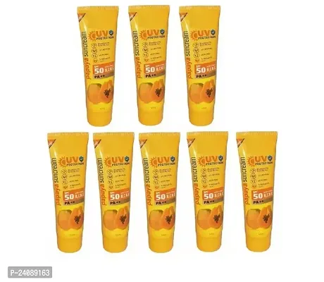 Professional Papaya Suncream With UV Protection  SPF 50 With Vitamin B,CE (40g Each ) (Pack of 8)-thumb0