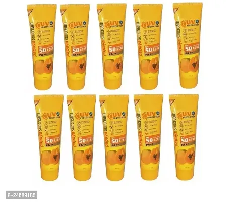 Professional Papaya Suncream With UV Protection  SPF 50 With Vitamin B,CE (40g Each ) (Pack of 10)
