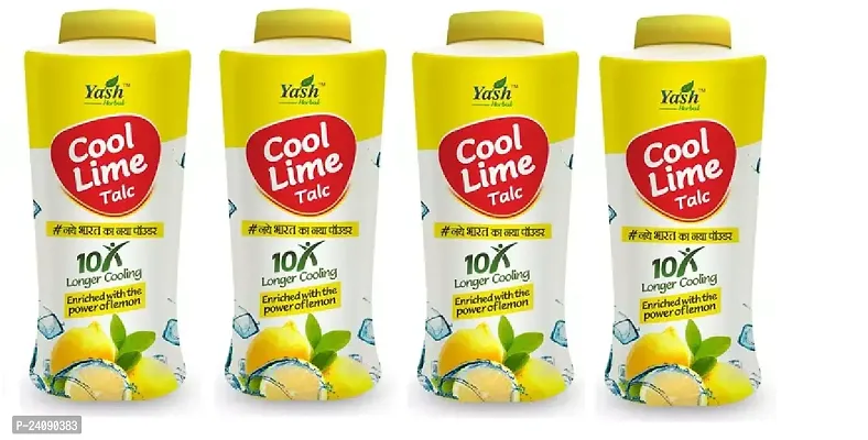 Yash herbal Cool lime talc longer cooling Enriched with the power of lemon 100gm(Pack of 4)