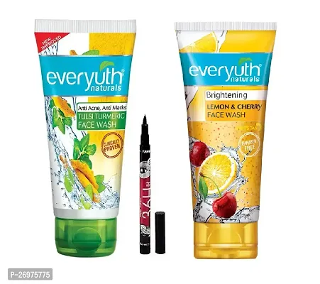 Everyuth Cherry + 36H Eyelinear + Everyuth Tulsi Turmeric Face Wash Combo-thumb0