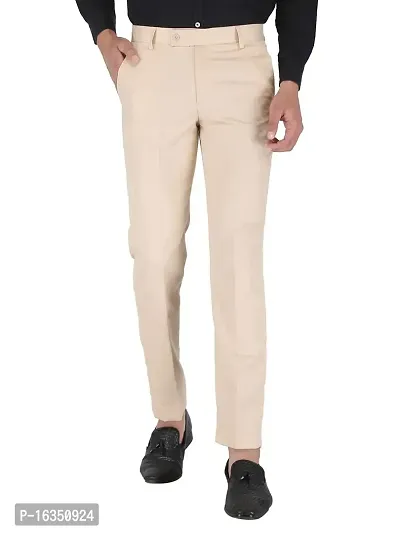Shieldarm Slim Fit Beige Formal Trouser for Men - Polyester Viscose Bottom Formal Pants for Gents - Office Utility Formal Pants for Mens - 28-thumb0