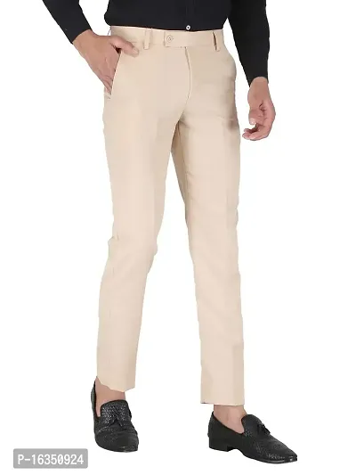Shieldarm Slim Fit Beige Formal Trouser for Men - Polyester Viscose Bottom Formal Pants for Gents - Office Utility Formal Pants for Mens - 28-thumb4