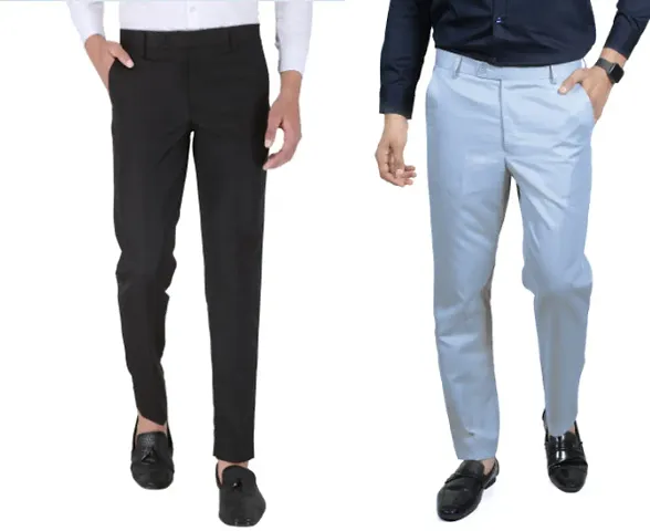 Best Selling Polyester Formal Trousers For Men Pack of 2