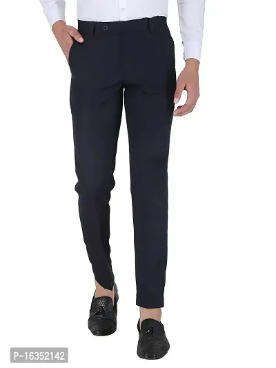 Shieldarm Slim Fit Navy Formal Trouser for Men - Polyester Viscose Bottom Formal Pants for Gents - Office Utility Formal Pants for Mens - 34