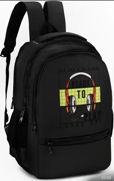 Stylish Black Polyester Printed Backpacks