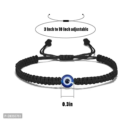 Nira by Nalini Turkish Evil Eye with Black Cord Handmade Bracelet for Unisex Adult Nazar Thread Adjustable Wristbands Friendship Band For Women Men (Set of 2)-thumb2