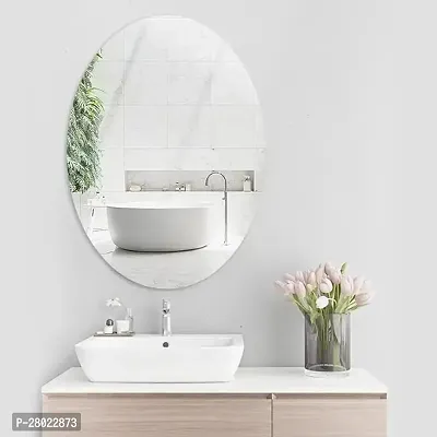 SUSVIJ Premium Oval Shape Adhesive Mirror Sticker for Wall On Tiles Bathroom, Bedroom Living Room Basin Mirror, Wall Mirror Stickers Unbreakable Plastic Wall Mirror 20 * 30 CM (Pack of 1)-thumb0