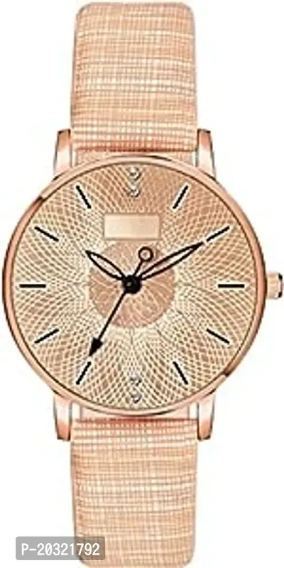 Stylish Golden Genuine Leather Analog Watches For Women-thumb0