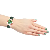 PAPIO Green Color Leather Band Analog Ladies and Girls Watch for Women (OP-124 Green)-thumb2