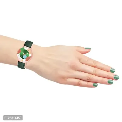 PAPIO Green Color Leather Band Analog Ladies and Girls Watch for Women (OP-124 Green)-thumb3