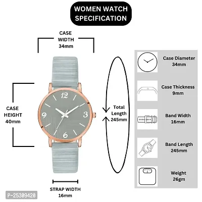 PAPIO Grey Color Leather Belt Ladies and Girls Analog Watch for Women (MT-318 Grey)-thumb2