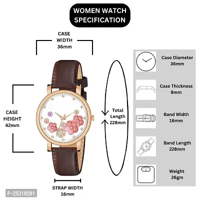 PAPIO Brown Color Leather Belt Ladies and Girls Analog Watch for Women (OP-113 Brown)-thumb2