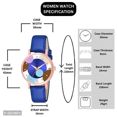 PAPIO Blue Color Leather Band Analog Ladies and Girls Watch for Women (OP-122 Blue)-thumb2