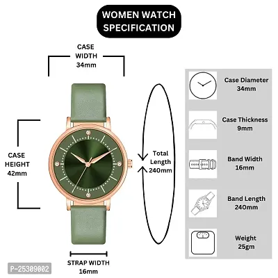PAPIO Green Color Leather Belt Ladies and Girls Analog Watch for Women (MT-513 Green)-thumb4