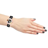 PAPIO Black Color Leather Band Analog Ladies and Girls Watch for Women (OP-121 Black)-thumb4