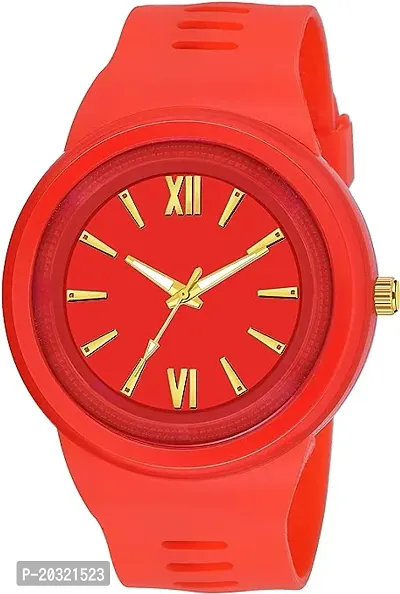 Stylish Red Rubber Analog Watches For Men-thumb0