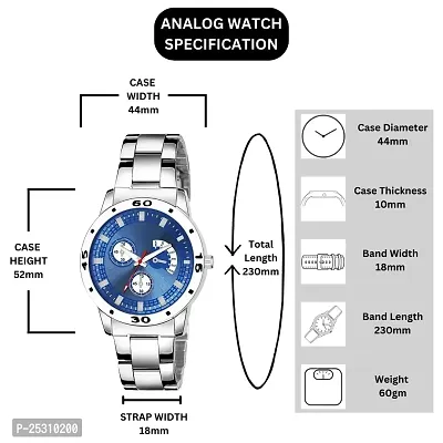 PAPIO Silver Color Metal Band Boys Analog Watch for Men (MN-173-BLUE)-thumb4
