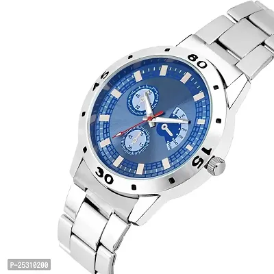 PAPIO Silver Color Metal Band Boys Analog Watch for Men (MN-173-BLUE)-thumb2