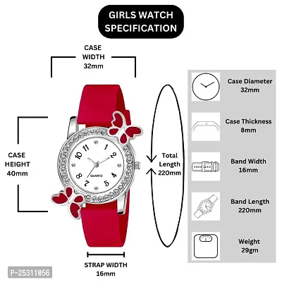 PAPIO Red Color PU Band Analog Watch for Girls (BF-RED)-thumb4