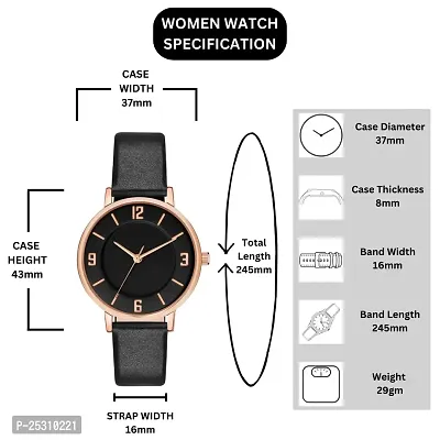 PAPIO Black Color Leather Belt Ladies and Girls Analog Watch for Women (MT-391 Black)-thumb5