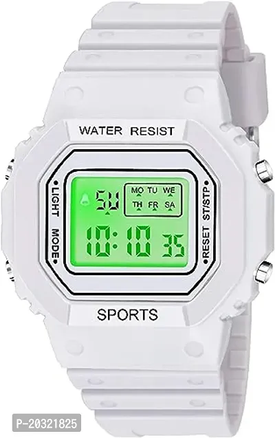 Stylish White Plastic Digital Watches For Women-thumb0