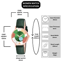 PAPIO Green Color Leather Band Analog Ladies and Girls Watch for Women (OP-124 Green)-thumb1