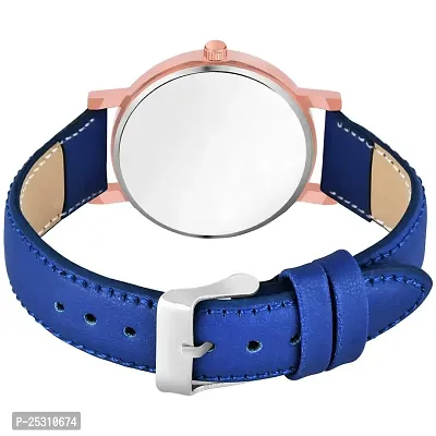 PAPIO Blue Color Leather Band Analog Ladies and Girls Watch for Women (OP-122 Blue)-thumb5