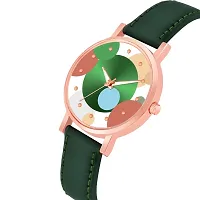 PAPIO Green Color Leather Band Analog Ladies and Girls Watch for Women (OP-124 Green)-thumb3