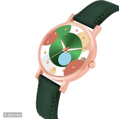 PAPIO Green Color Leather Band Analog Ladies and Girls Watch for Women (OP-124 Green)-thumb4