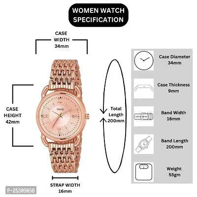 PAPIO Rose Gold Color Metal Belt Ladies and Girls Analog Watch for Women (341-ROSE Gold)-thumb3