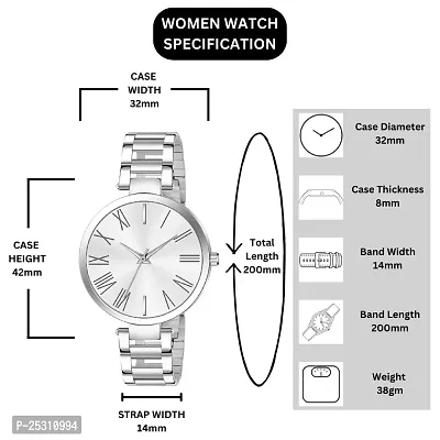 PAPIO White Dial Silver Color Metal Belt Ladies and Girls Analog Watch for Women (523-WHITE)-thumb4