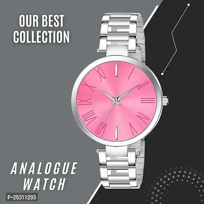 PAPIO Pink Dial Silver Color Metal Belt Ladies and Girls Analog Watch for Women (524-PINK)