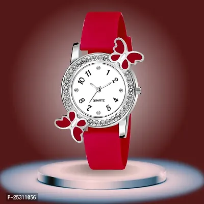 PAPIO Red Color PU Band Analog Watch for Girls (BF-RED)-thumb0